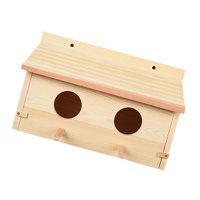 Magideal - Casa De Madera De Pájaros 2 Hoyos Decoración Del Jardín Jaula De Decoración Del Patio Afuera De La Casa De Pájaros Entradas Delanteras Para Cardenales