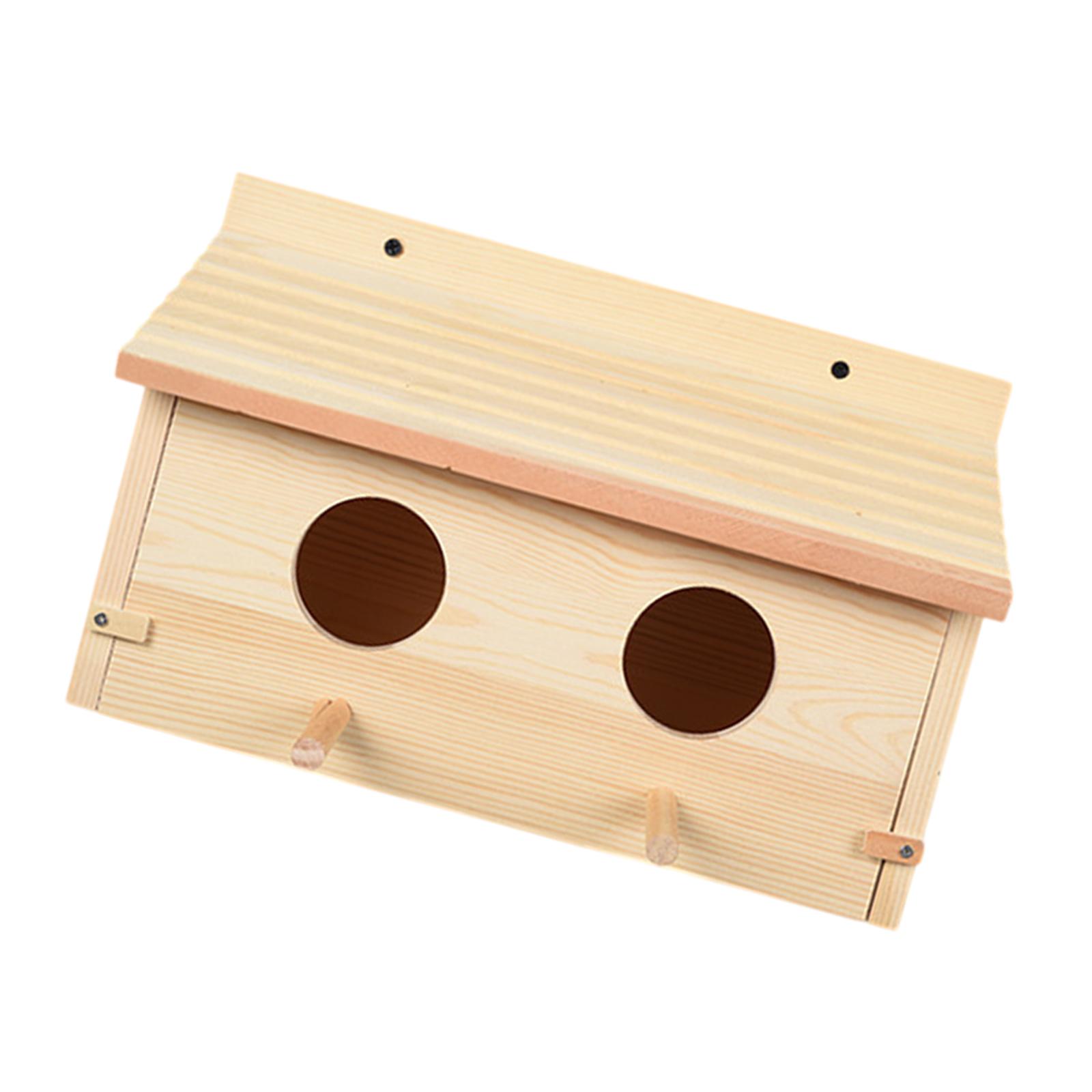 Magideal - Casa De Madera De Pájaros 2 Hoyos Decoración Del Jardín Jaula De Decoración Del Patio Afuera De La Casa De Pájaros Entradas Delanteras Para Cardenales