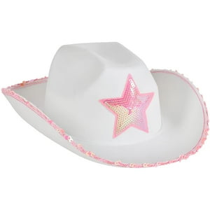 Sombrero De Vaquera Rhode Island Novelty De Fieltro Blanco Con Estrella Rosa