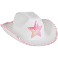 Sombrero De Vaquera Rhode Island Novelty De Fieltro Blanco Con Estrella Rosa