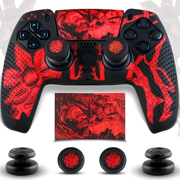 Capa para Mando SoAegis PS5 de Silicona Negra y Roja