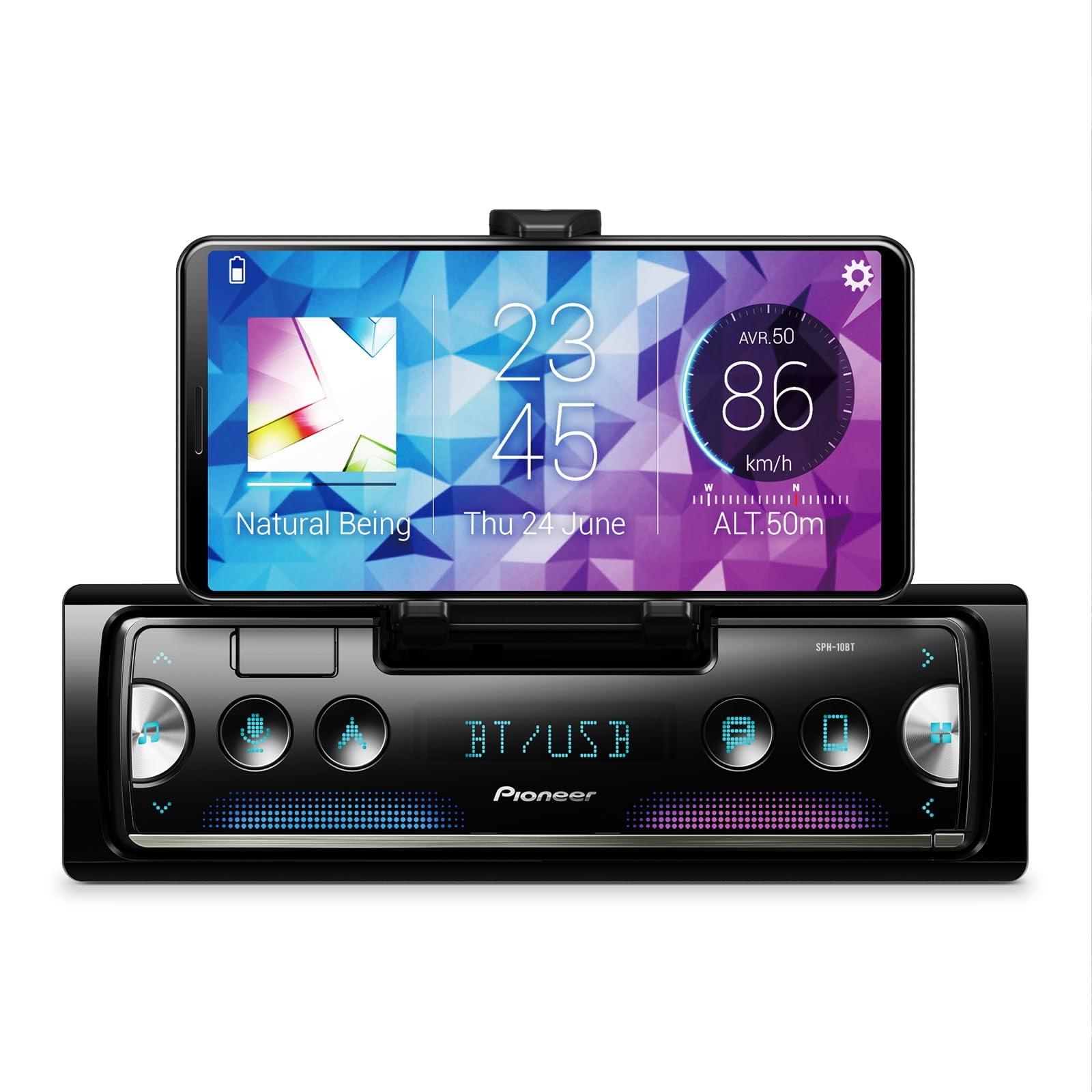 Receptor Pioneer Sph-10bt Con Pantalla Táctil Única Din Con Bluetooth