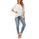 thumbnail image 2 of INSPIRE CHIC Blusa de Chifón para Mujer con Mangas Divididas 3/4 y Dobladillo Asimétrico Túnica Beige Teal Floral L, 2 of 6