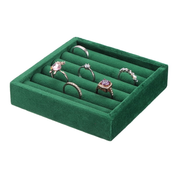 Bandeja de Almacenamiento de Joyas Apilable Uxcell, Organizador de Cajones de Bandeja de Joyas, Pequeña Caja de Exhibición para Pendientes, Collares, Anillos y Pulseras, Verde Oscuro