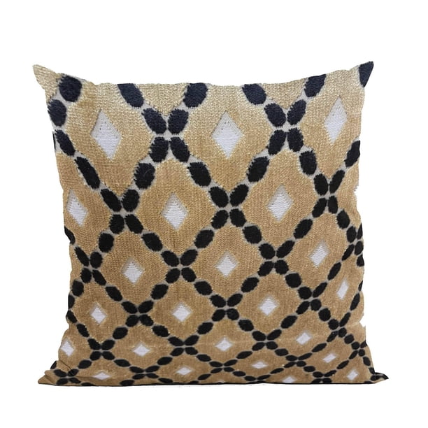 Almohada Velvet Majestic de Plutus Brands, color dorado, negro y crema, 40 x 40 cm