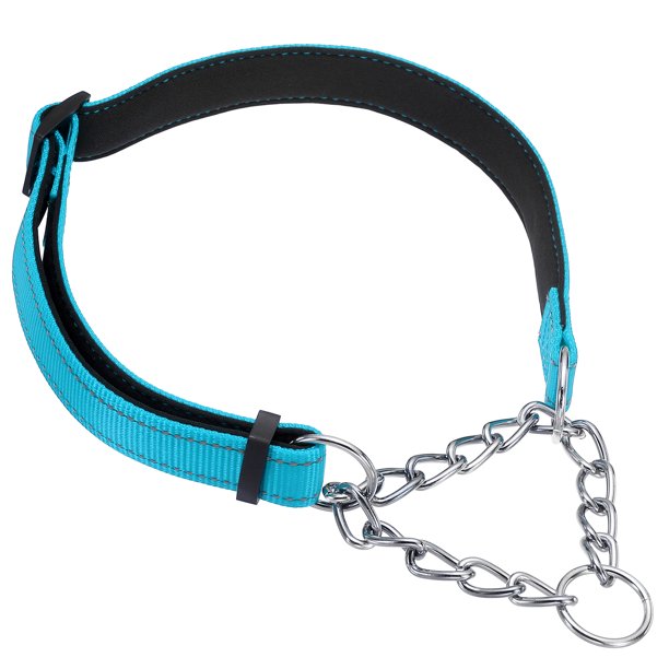 Collares de Cadena para Perros Uxcell, Collar para Perros sin Tirones Ajustable Reflectante de Nylon con Cadena de Acero Aleado, (XL-28 Pulgadas, Azul Claro)