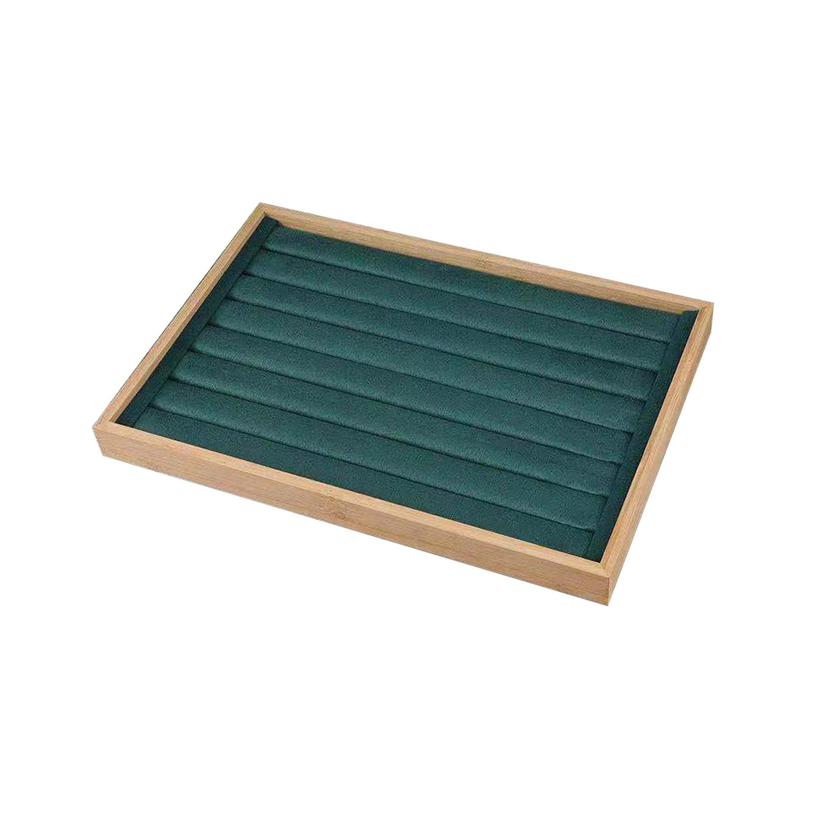 Magideal - Caja De Exhibición De Anillos De Madera, Caja De Soporte De Almacenamiento De Mesa, Organizador De Pulseras De Pendientes, Caja De Joyería De , Verde Nuevo Verde Oscuro