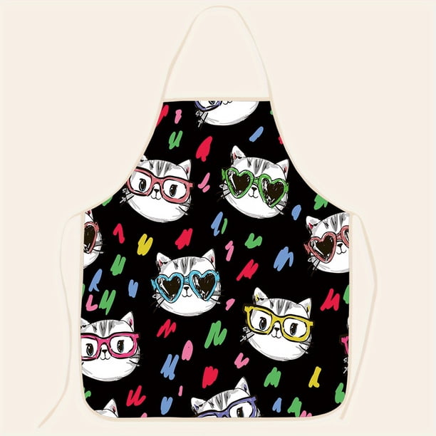 1pc Polyester Cartoon Cat And Dog Apron, Adjustable Oil & Stain Resistant Halter Apron For Chef Gardening Cooking Baking Florist Shop Painting Pinafore Barista, Bib Overalls