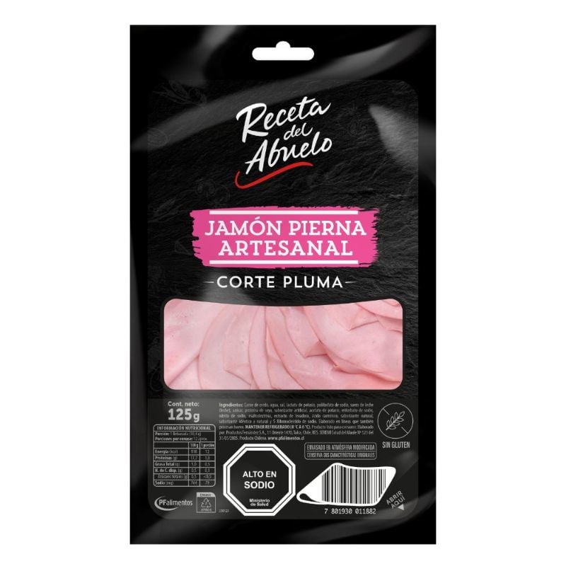 Jamón Pierna Artesanal Corte Pluma 125 g Receta del Abuelo