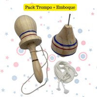 Genérico - Pack Trompo Más Emboque De Madera Juego Tradicional Chile