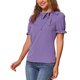 thumbnail image 4 of INSPIRE CHIC Blusas de Mujer de Color Sólido con Lazo en el Cuello, Mangas Cortas, para Regreso a Clases y Uso en el Trabajo, Violeta M, 4 of 6