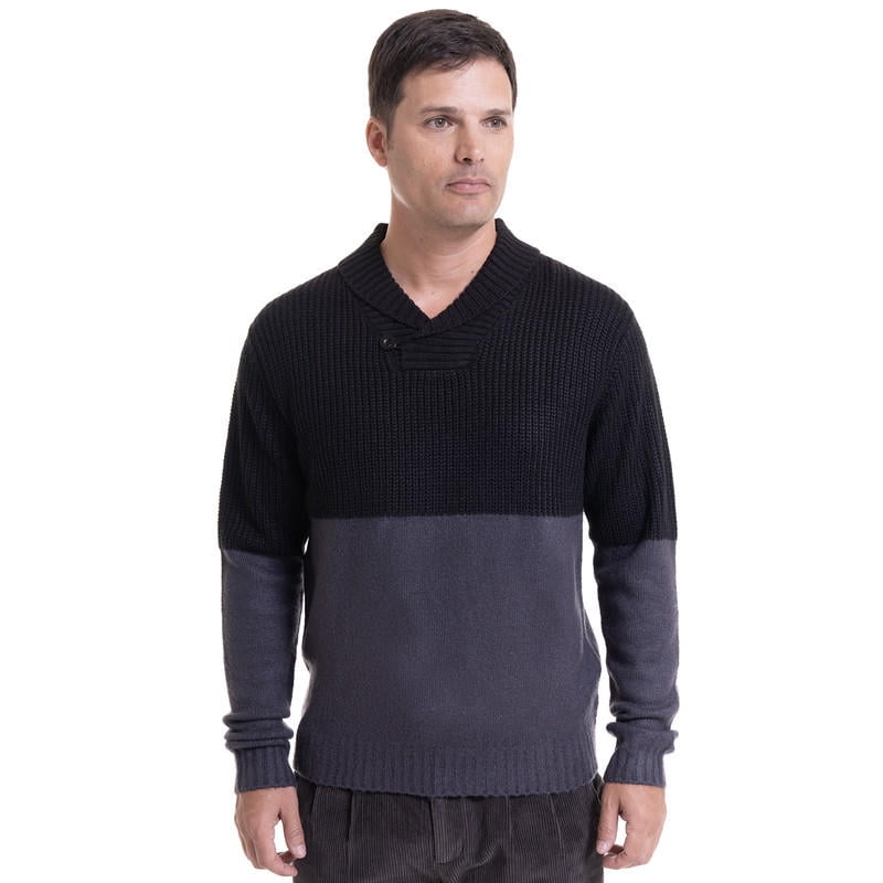 Kotting - Sweater Cuello Cruzado Gris Oscuro