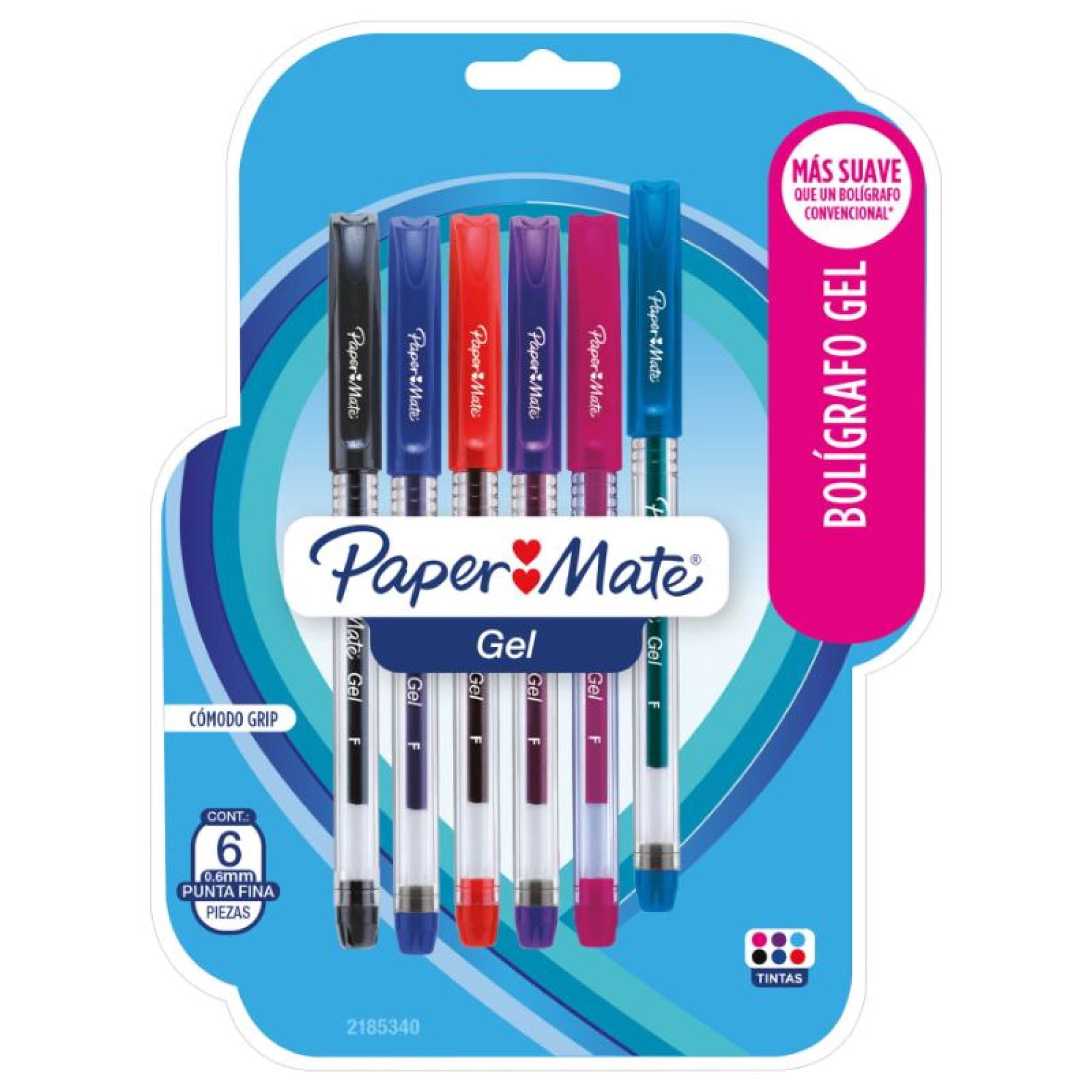 Lápices Gel Punta Fina 0.6 Mm, 6 Un Paper Mate