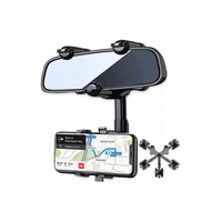 Genérico - Soporte Para Celular En Espejo Retrovisor 360°, Color Negro