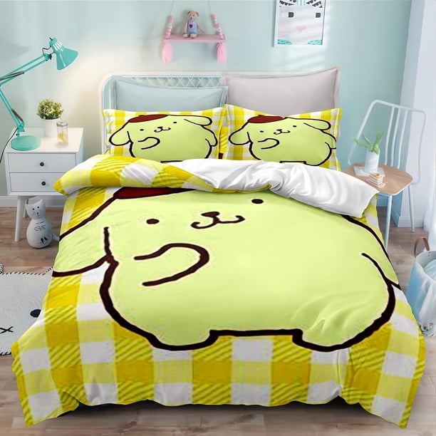Cartoon Duvet Cover SetAnime Bedding SetPompompurin 3-Piece Comforter Cover Set for Teens Boys Girls