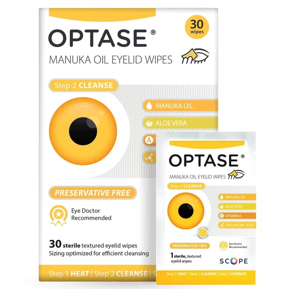 Toallitas para párpados Optase con aceite de manuka, 30 unidades, sin conservantes