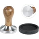 thumbnail image 1 of Prensador manual de 53 mm para cafeteras de espresso Barista con tapete, base de acero inoxidable 304 y mango de madera para portafiltro., 1 of 7