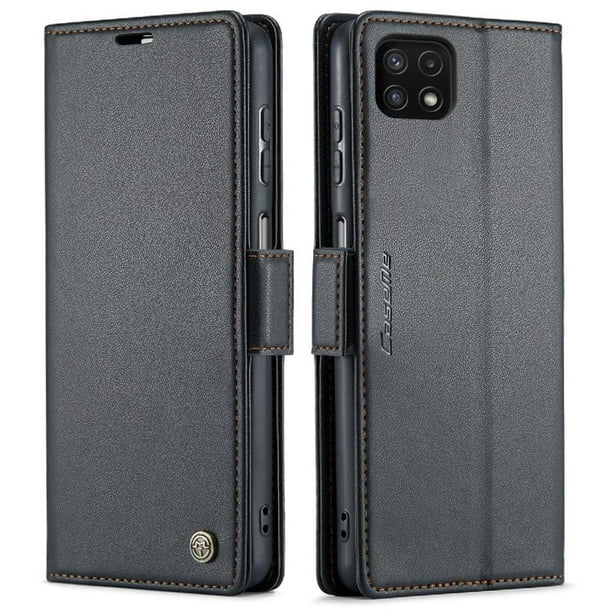 CaseMe tipo cartera Samsung Galaxy A22s con cierre magnético, RFID, tarjetero, soporte, carga inalámbrica