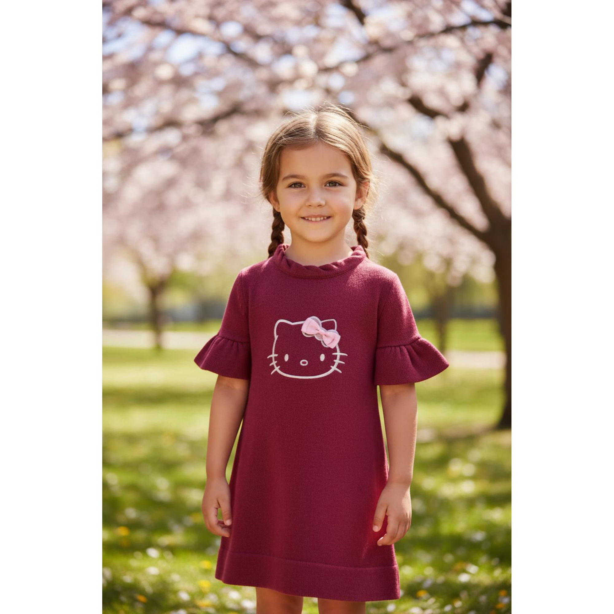 Vestido Niña Hello Kitty Fucsia 4