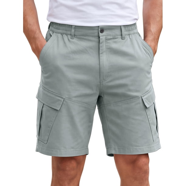 INSPIRE CHIC Pantalones Cortos Cargo de Cintura Elástica con Múltiples Bolsillos para Senderismo y Pesca 3XL Gris Claro