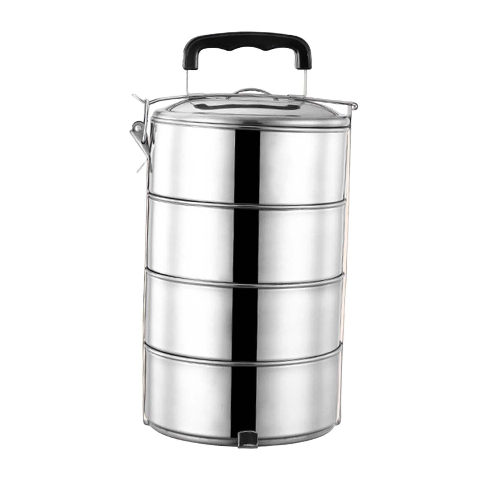 Bothyi - Tapa Hermética Del Recipiente Del Almuerzo De Bento Del Acero Inoxidable Para El Viaje Que Acampa Del Trabajador 4 Capas