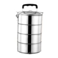 Bothyi - Tapa Hermética Del Recipiente Del Almuerzo De Bento Del Acero Inoxidable Para El Viaje Que Acampa Del Trabajador 4 Capas