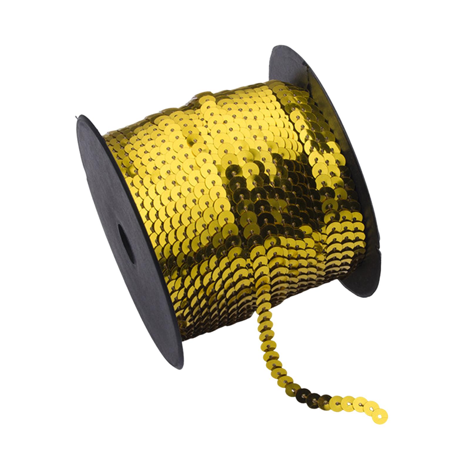 Magideal - Cinta De Lentejuelas Trenzadas Para Coser Ropa, Resistente, 6 Mm De Ancho, 98 Yardas De Largo, Ideal Para Decoración De Fiestas En El Hogar, Fácil De Oro