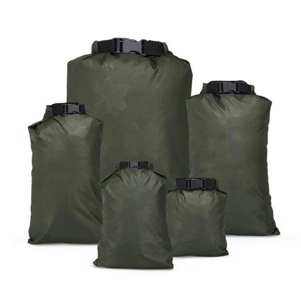 5 paquetes plegables de 1,5 l, 4 l, 5 l, 7 l, 10 l, bolsas de almacenamiento, bolsa enrollable impermeable, bolsa seca para playa, rafting, camping,