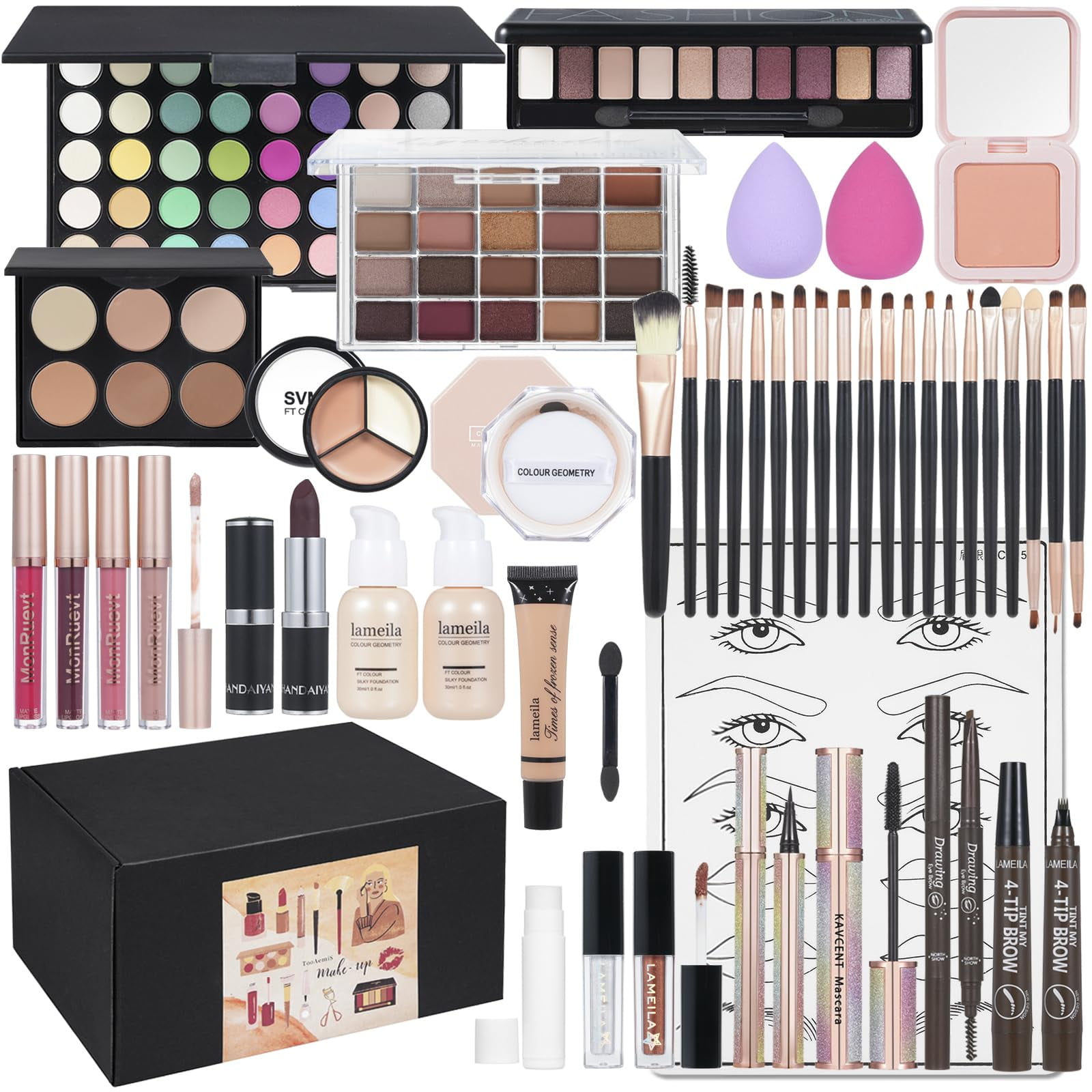Kit De Maquillaje Tooaemis, Paleta De Sombras De Ojos Todo En Uno De 16 Colores