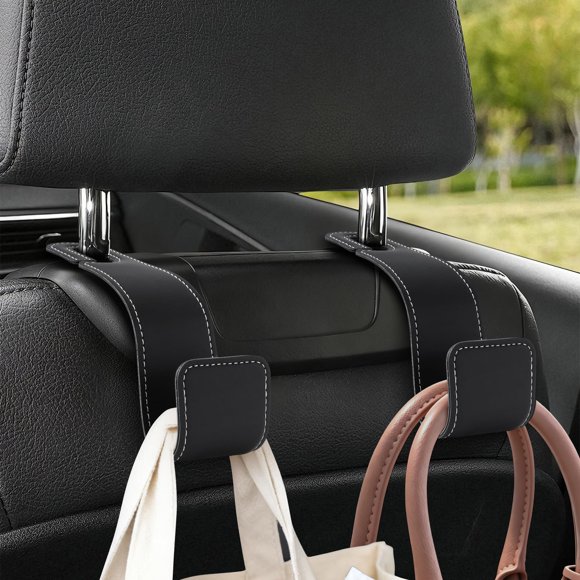 Gancho de cuero para reposacabezas de coche Romiona – 2 unidades, negro