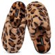 thumbnail image 1 of Zapatillas Snug Leaves Fuzzy Scuff para mujer, color marrón guepardo, tallas 5-6, 1 of 6