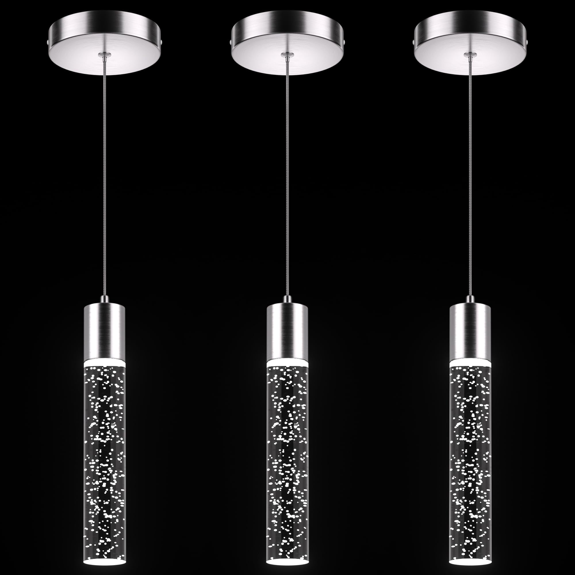 Paquete De 3 Lámparas Colgantes Esfos Kitchen Island Con Burbuja De Cristal