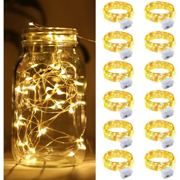 Luces LED ZGWJ Pack de 12, 213 cm, 20 LED, Blanco Cálido, a Batería