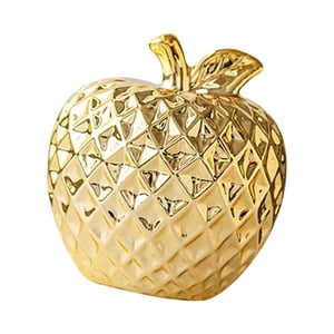 Bothyi - Estatua De Cerámica De Apple, Adorno De Escritorio Simple Para Chimenea, Estante Dorado Para Sala De Estar