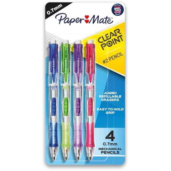 Lápices mecánicos Paper Mate Clearpoint, 0,7 mm, HB #2, 4 unidades