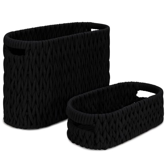 Juego de 2 cestas Jukercici 41 × 17 × 27 cm negras de cuerda de algodón