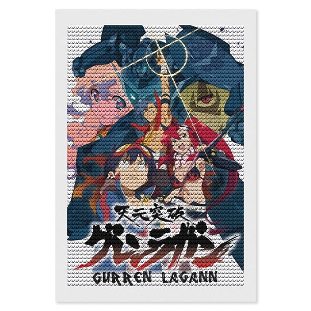 Gurren Lagann Kits de Pintura de Diamantes para Adultos 5D DIY Diamond Art Kits Full Drill Diamond Dots para Regalo Decoración de Pared y Relajación Artes de Gemas 20*30cm