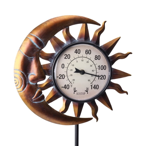 Termómetro exterior, estaca de jardín VCUTEKA, metal, 42 cm