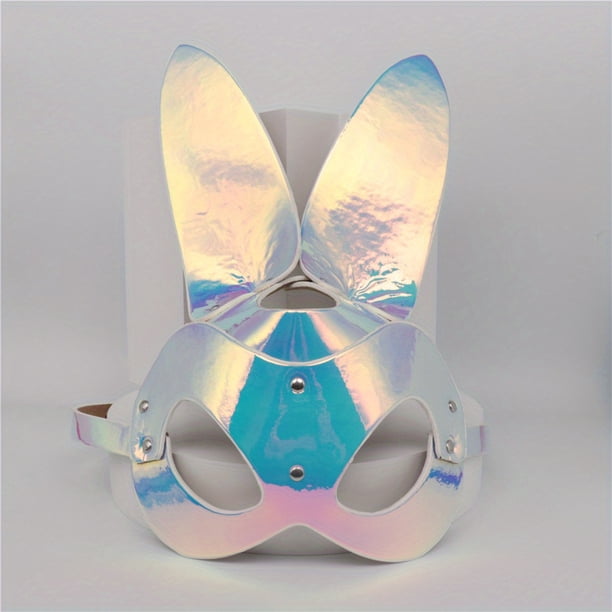 Demon Eye Mask with Bunny Ears - Sexy Half Face Mask for Alternative Flirting and Roleplay - Faux Leather Sex Toy for Men - Perfect for Halloween Parties and Cosplay