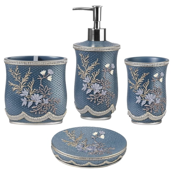 Set de accesorios de baño Zahari Home Capri, 4 piezas, azul real