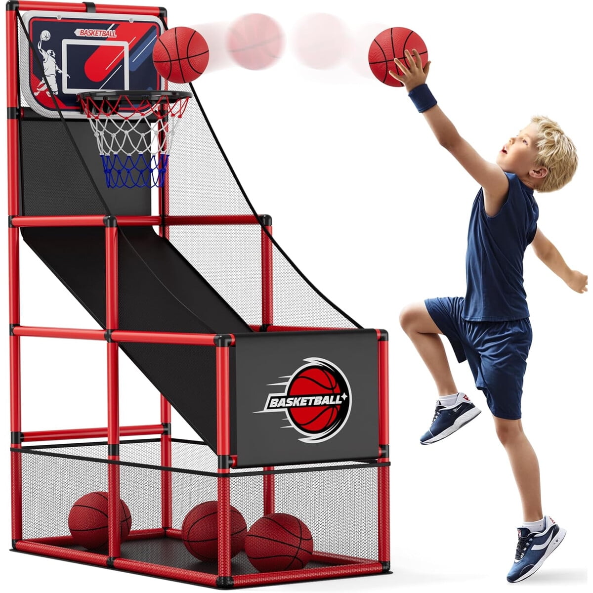 Hyes - Juego Arcade Basquet Altura Ajustable Niños Interior Exterior