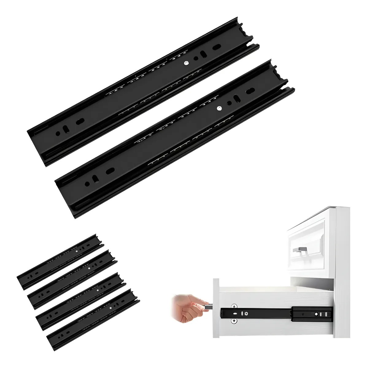 Genérica - 3 Par Corredera Telescópica H45 500Mm