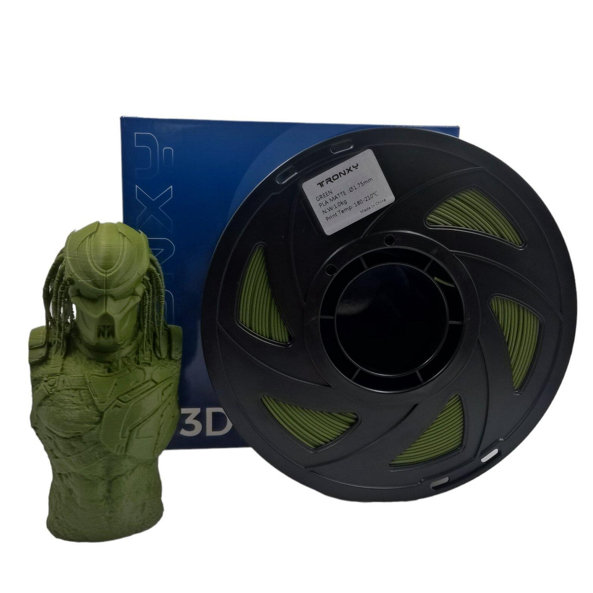 Tronxy - Filamento 3d Pla Mate De 1.75 Y 1 Kg Verde