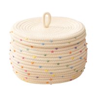 Bothyi - Cesta De Almacenamiento Tejida Con Tapa, Bonito Recipiente Para Aperitivos Para Ropa, Dormitorio Y Hogar