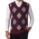 thumbnail image 1 of INSPIRE CHIC Chalecos para Hombre Argyle Tejido Ajustado Sin Mangas de Color Contrastante Chaleco Pullover M Burdeos Azul Marino, 1 of 7