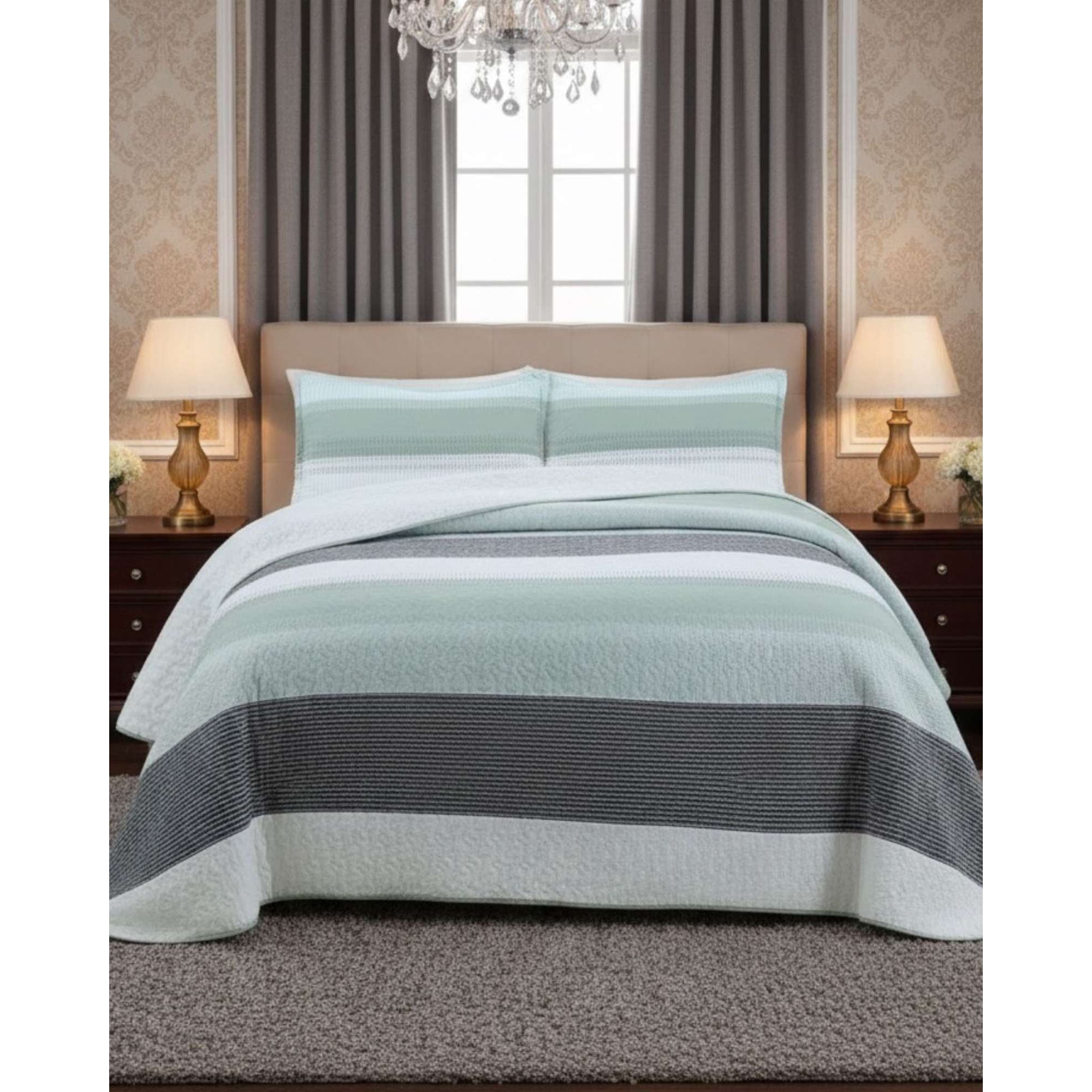 Myl Todo Hogar - Cobertor Colcha Quilt Sherpa King Medida 250x270 Cm