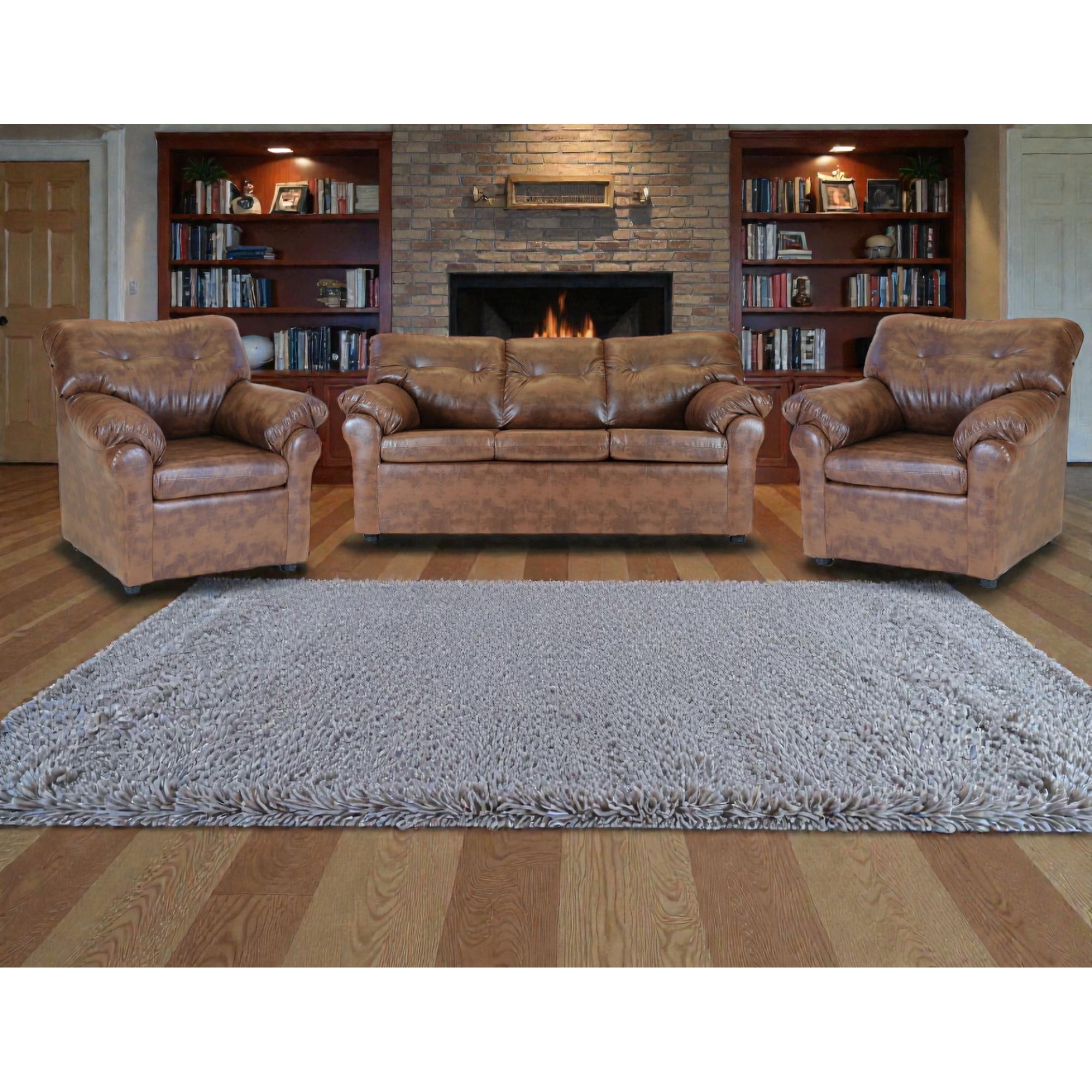 Muebles Altiro - Living Mateo 311 - Cuero Sintético Pu Caramelo