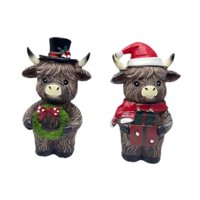Magideal - 2 Estatuas De Vacas De Las , Figuras Navideñas De Vacas Para Decoración De Mesa, Decoración Moderna Para El Hogar, Escultura Animal Para