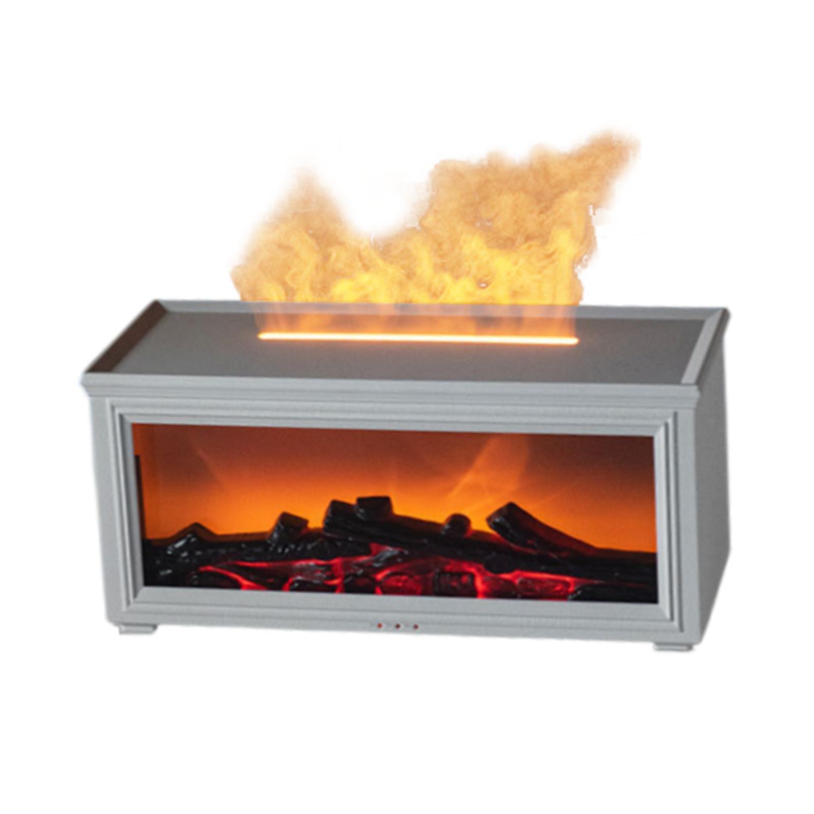 Magideal - Usb Colorido Efecto De La Llama Del Difusor De Aceite Esencial Con Control Remoto Para La Oficina En Casa Versátil 24.4X10X11.2Cm Difusor Blanco