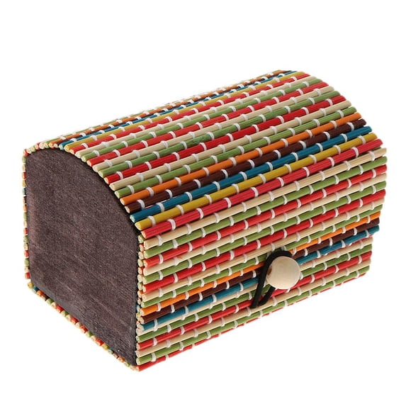 Caja de la caja del organizador de las baratijas hechas a mano de madera de bambú 9x6x6cm colorido